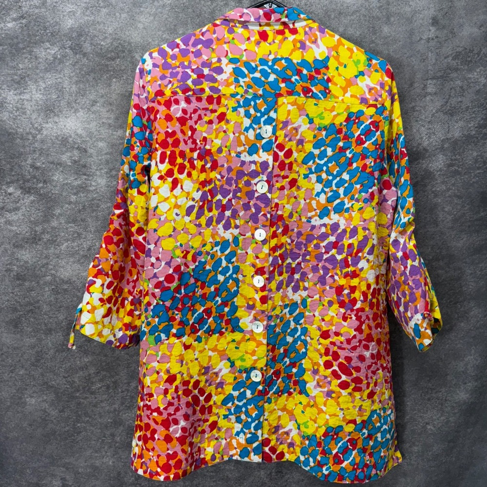 John Mark Multi-Color Abstract Print Button Front… - image 6